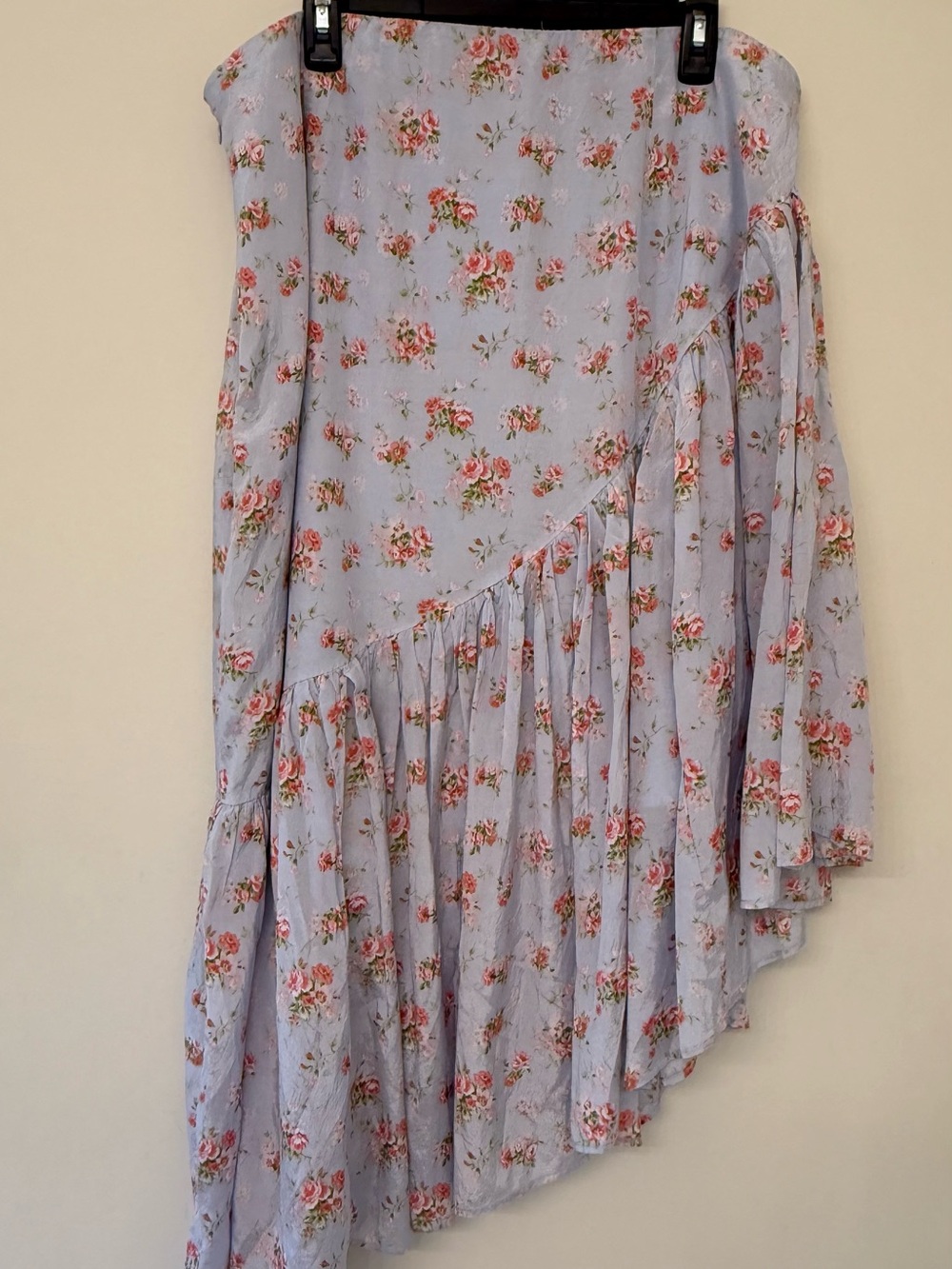 Abercrombie & Fitch Light Blue Floral Asymmetric Ruffle Skirt